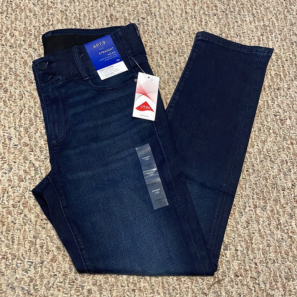 Apt. 9 Women's Straight Leg Jeans - Dark Blue Wash